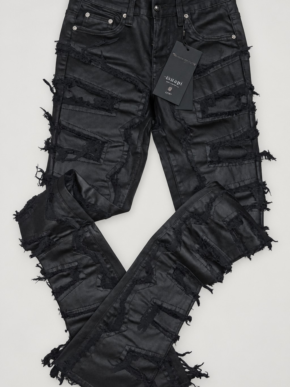 Men's Distressed Black Skinny Jeans -